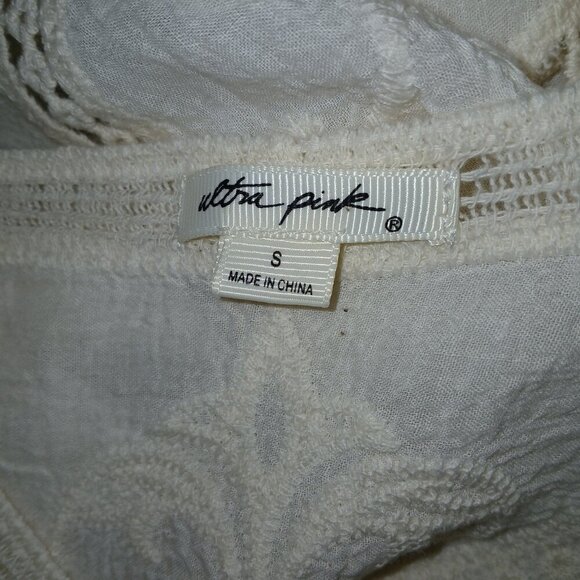 APRICOT BLOUSE, BOHO, OVERSIZED, CROCHET EMBROIDERD TOP, SIZE SMALL - Picture 7 of 7